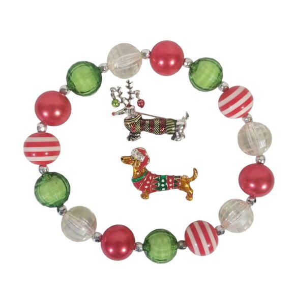 Dachshund Christmas Pins & Choker or Dog Christmas Collar - Picture 1 of 11